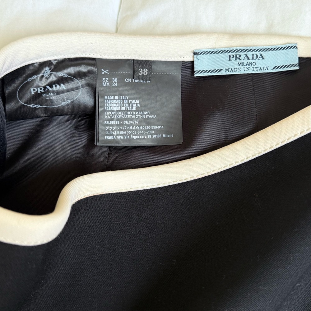 Prada Black and Cream Midi Skirt
